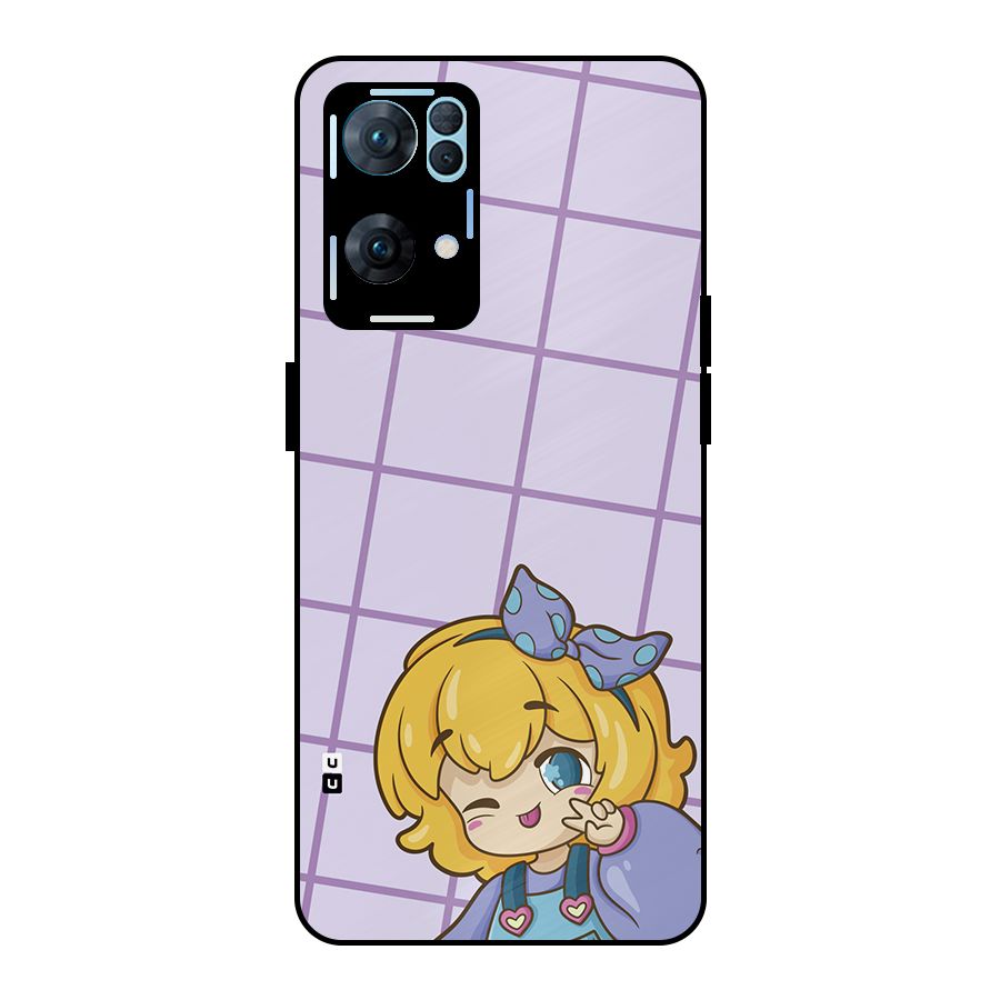 Cute Anime Illustration Metal Back Case for Oppo Reno7 Pro 5G