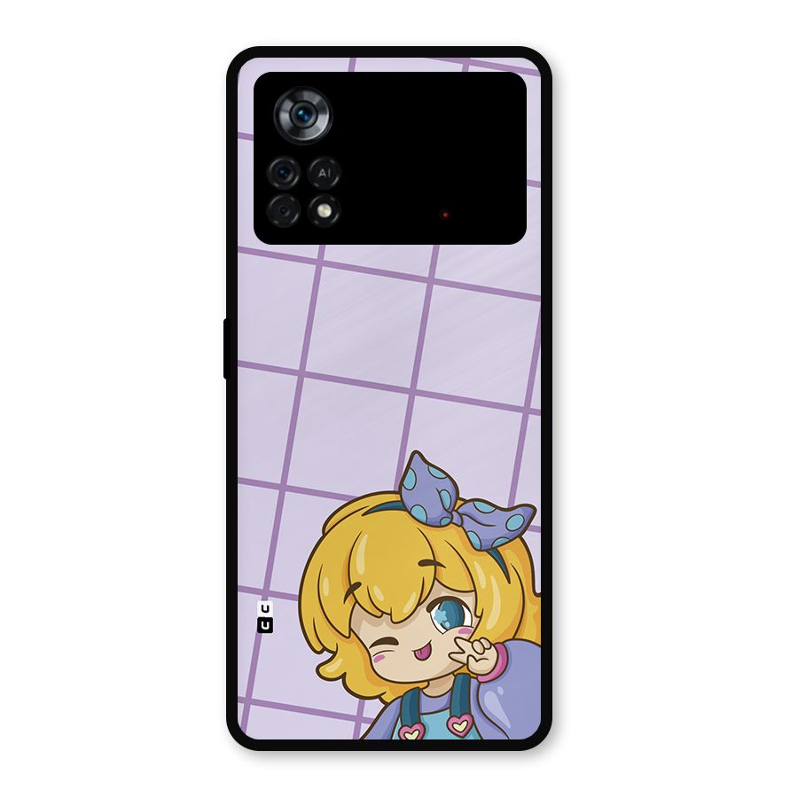 Cute Anime Illustration Metal Back Case for Poco X4 Pro 5G