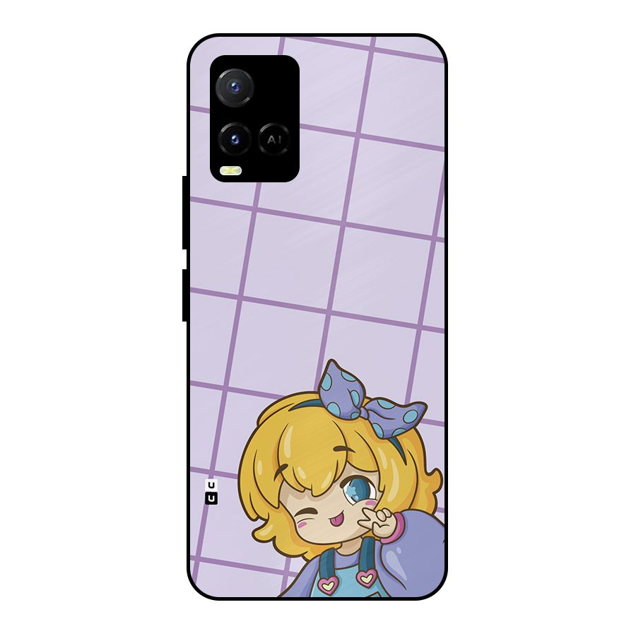 Cute Anime Illustration Metal Back Case for Vivo Y33s