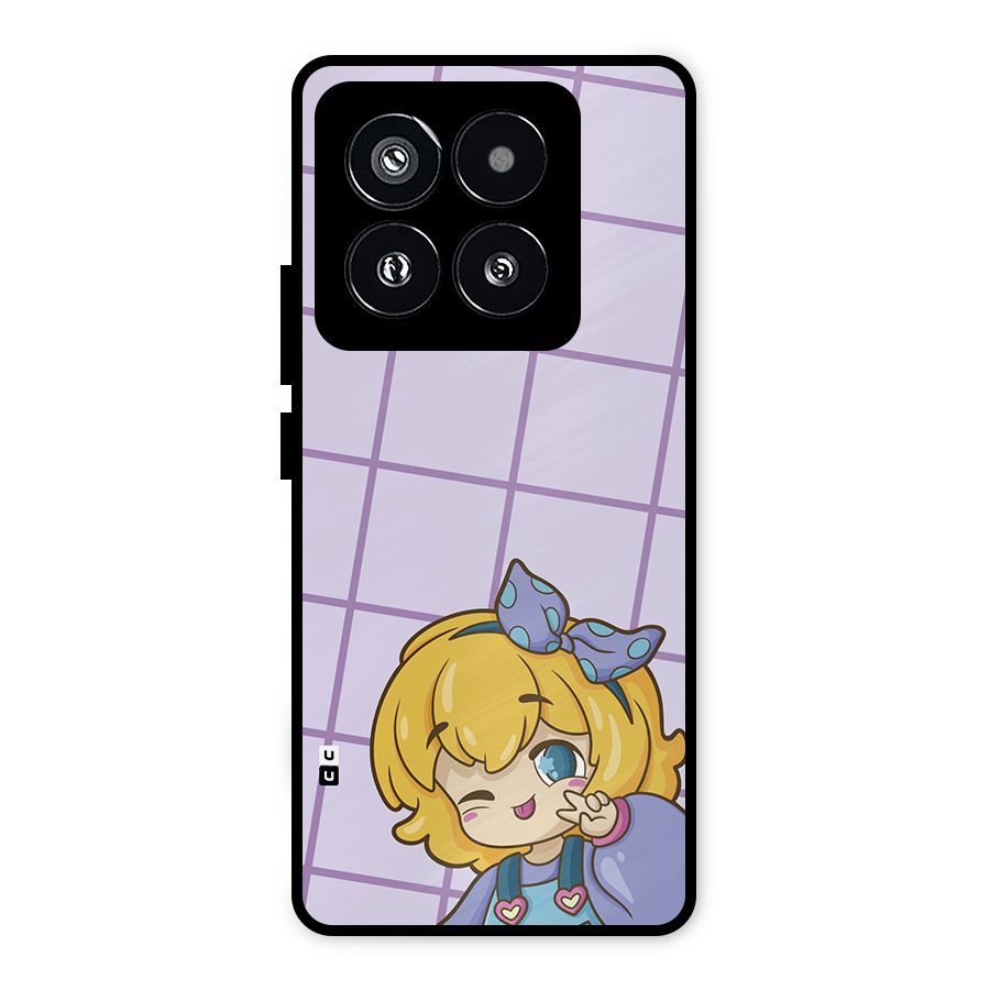 Cute Anime Illustration Metal Back Case for Xiaomi 14 Pro
