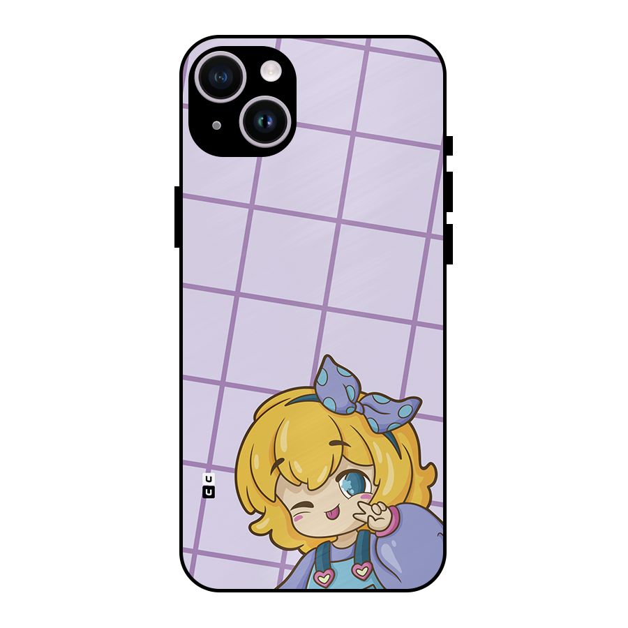 Cute Anime Illustration Metal Back Case for iPhone 14 Plus