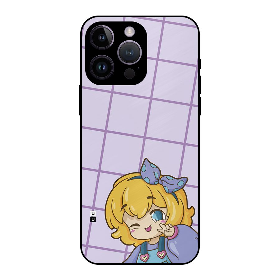 Cute Anime Illustration Metal Back Case for iPhone 14 Pro Max