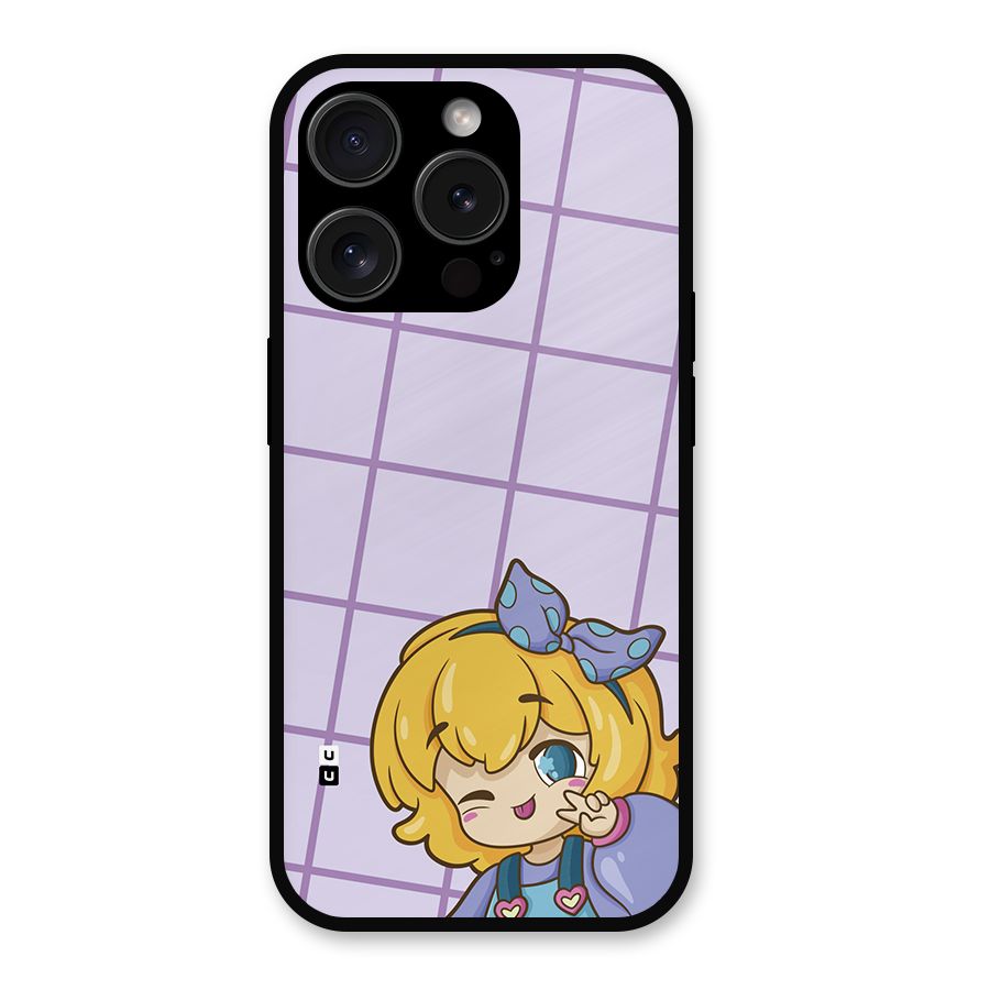 Cute Anime Illustration Metal Back Case for iPhone 15 Pro