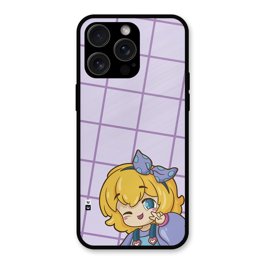 Cute Anime Illustration Metal Back Case for iPhone 15 Pro Max