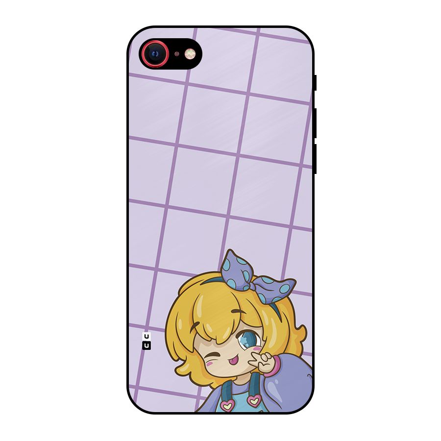 Cute Anime Illustration Metal Back Case for iPhone SE 2022