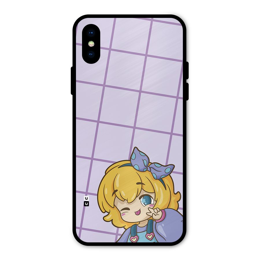 Cute Anime Illustration Metal Back Case for iPhone XS