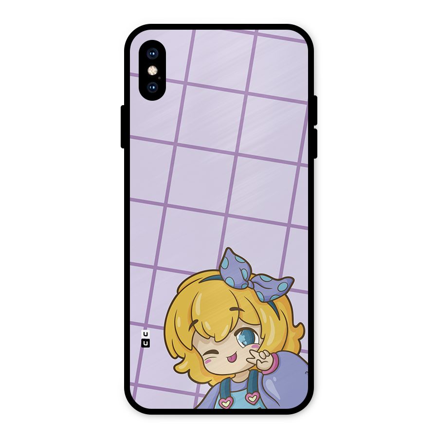 Cute Anime Illustration Metal Back Case for iPhone XS Max