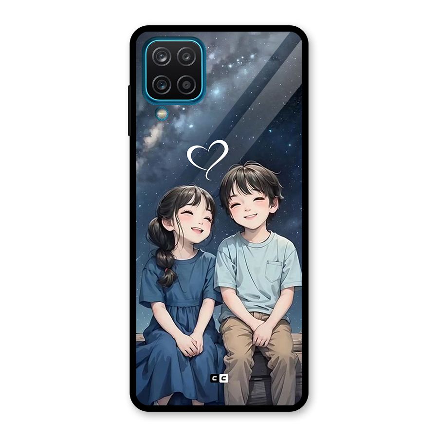Cute Anime Teens Glass Back Case for Galaxy A12