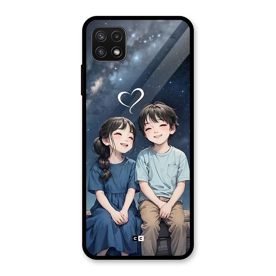 Cute Anime Teens Glass Back Case for Galaxy A22 5G