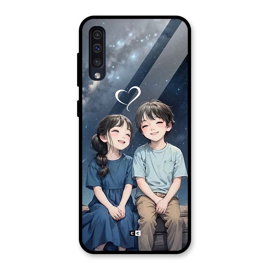 Cute Anime Teens Glass Back Case for Galaxy A30s