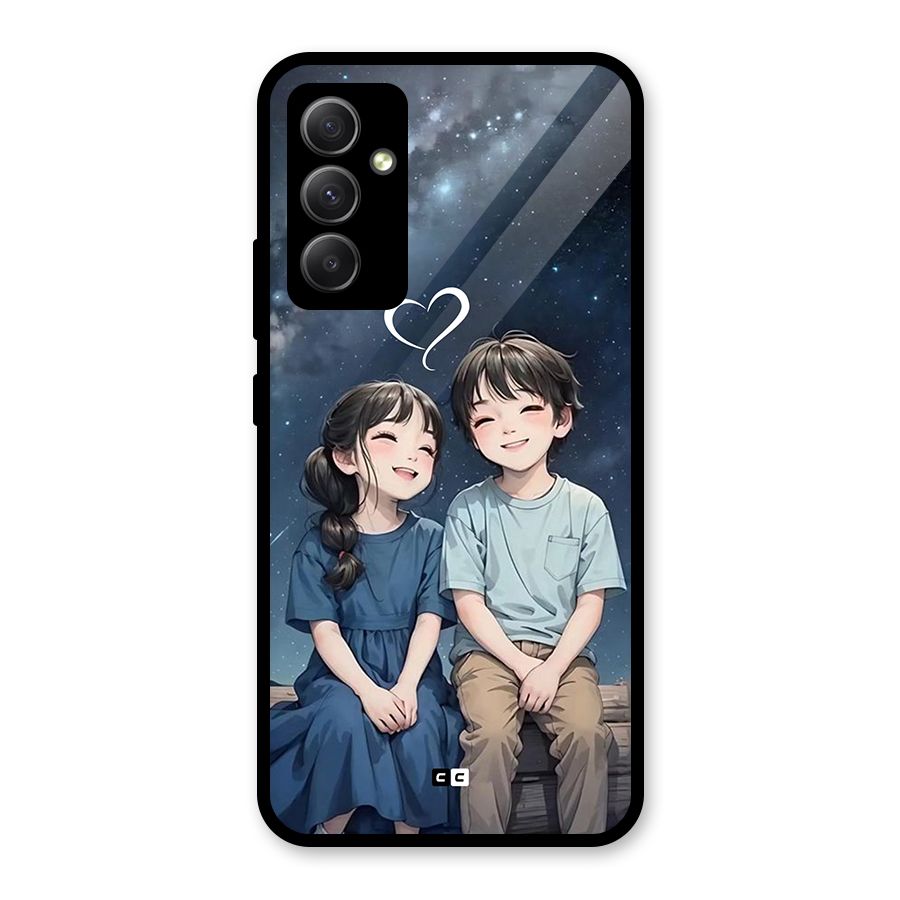 Cute Anime Teens Glass Back Case for Galaxy A34