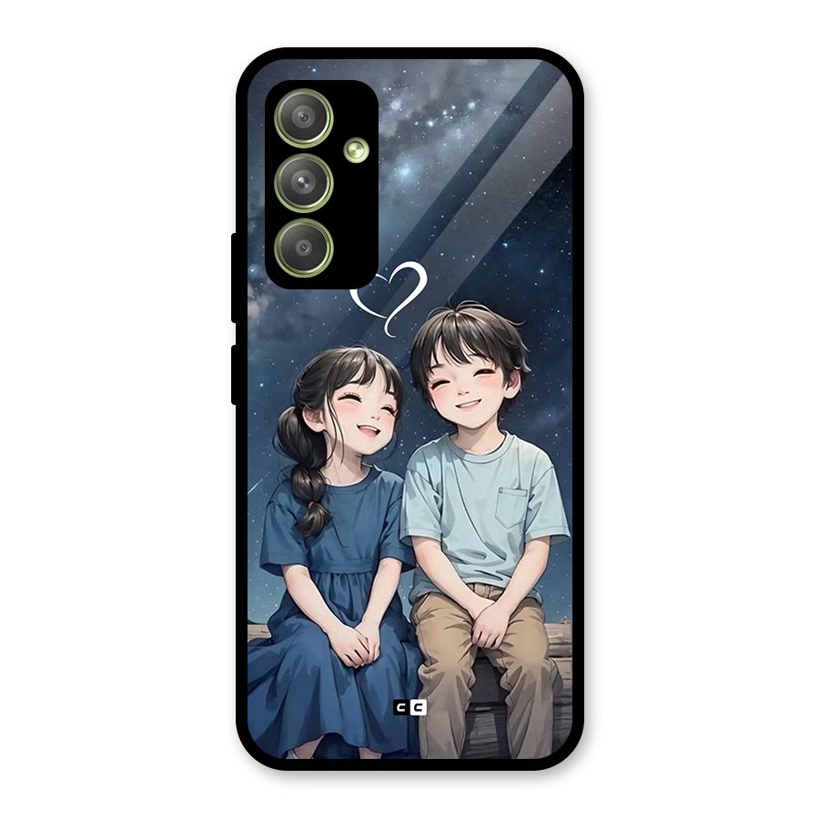 Cute Anime Teens Glass Back Case for Galaxy A54