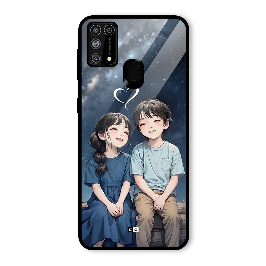 Cute Anime Teens Glass Back Case for Galaxy F41