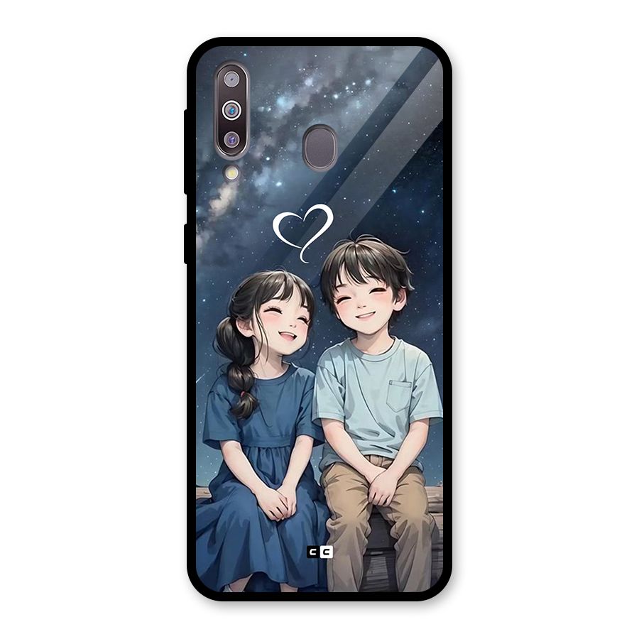 Cute Anime Teens Glass Back Case for Galaxy M30