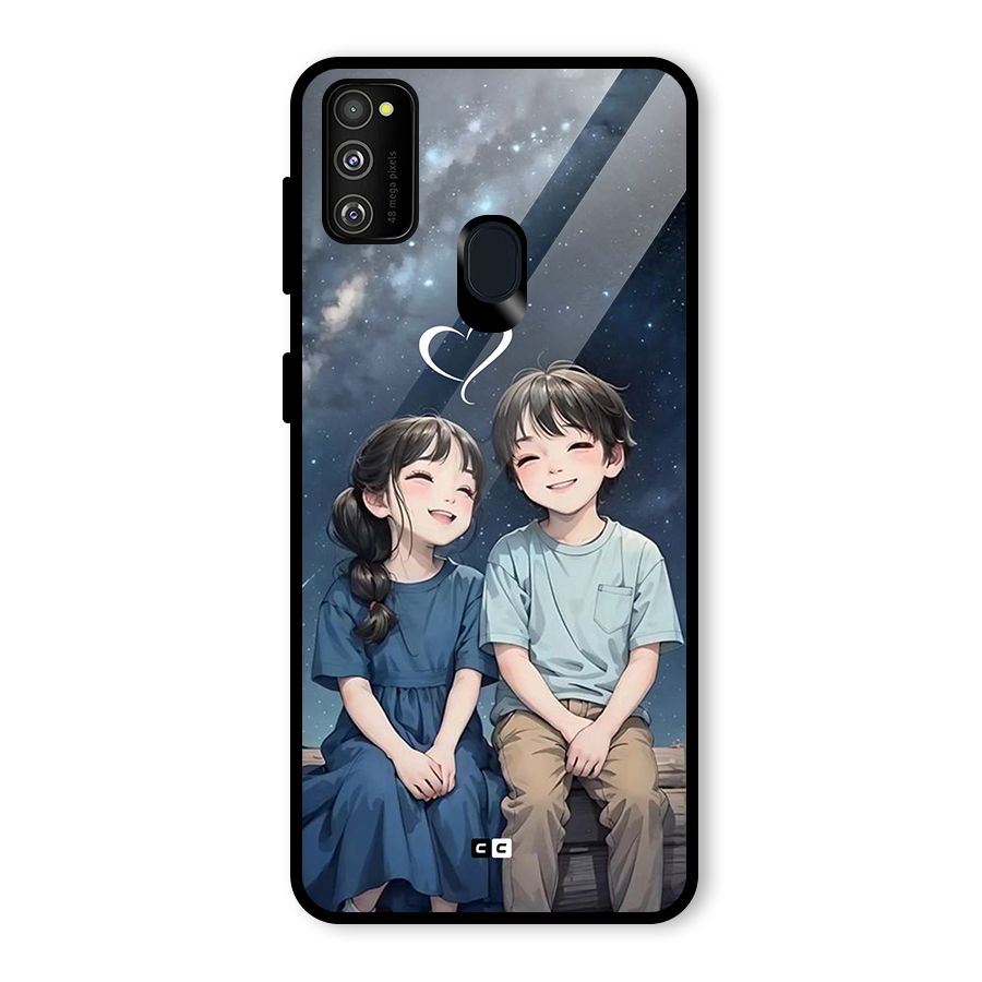 Cute Anime Teens Glass Back Case for Galaxy M30s