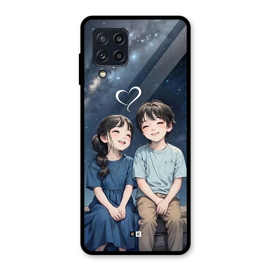 Cute Anime Teens Glass Back Case for Galaxy M32