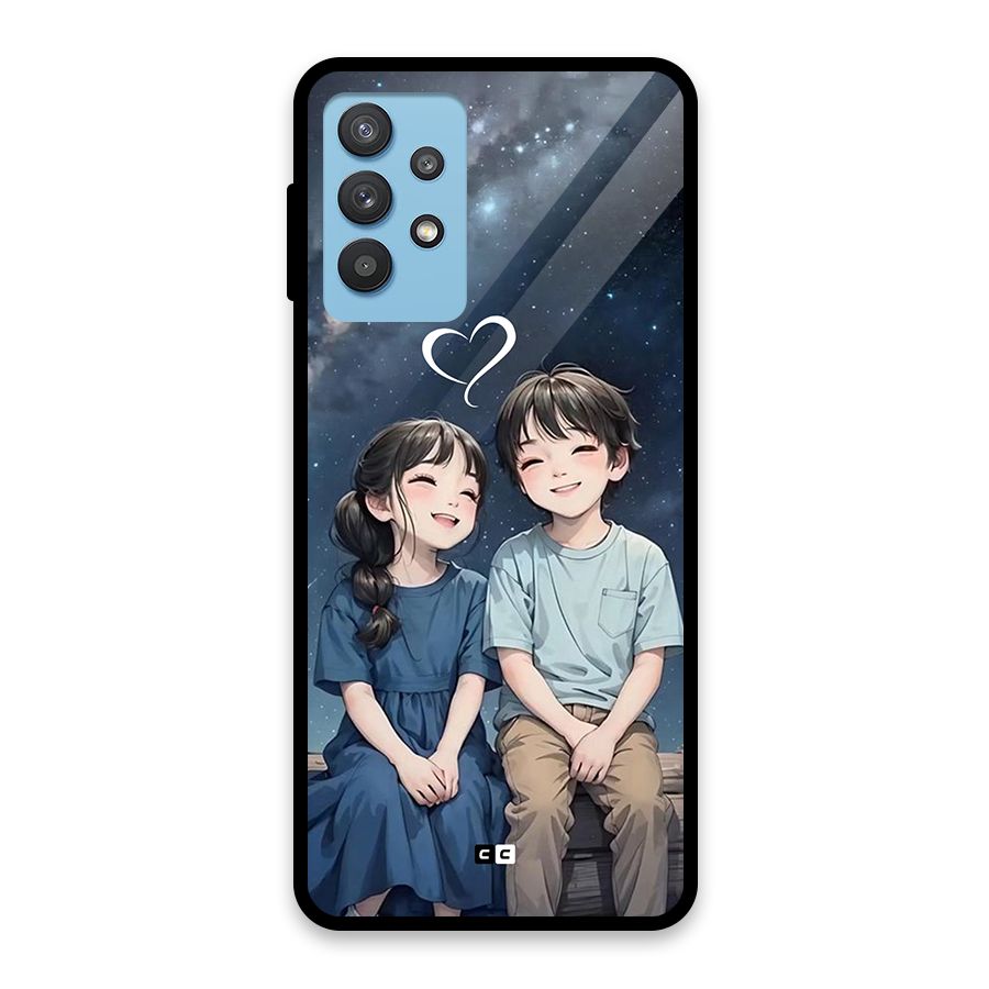 Cute Anime Teens Glass Back Case for Galaxy M32 5G