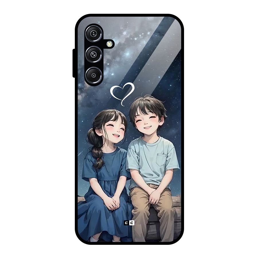 Cute Anime Teens Glass Back Case for Galaxy M34 5G