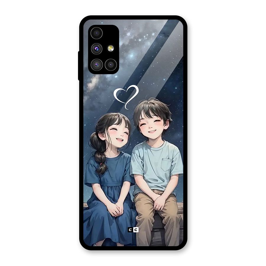 Cute Anime Teens Glass Back Case for Galaxy M51