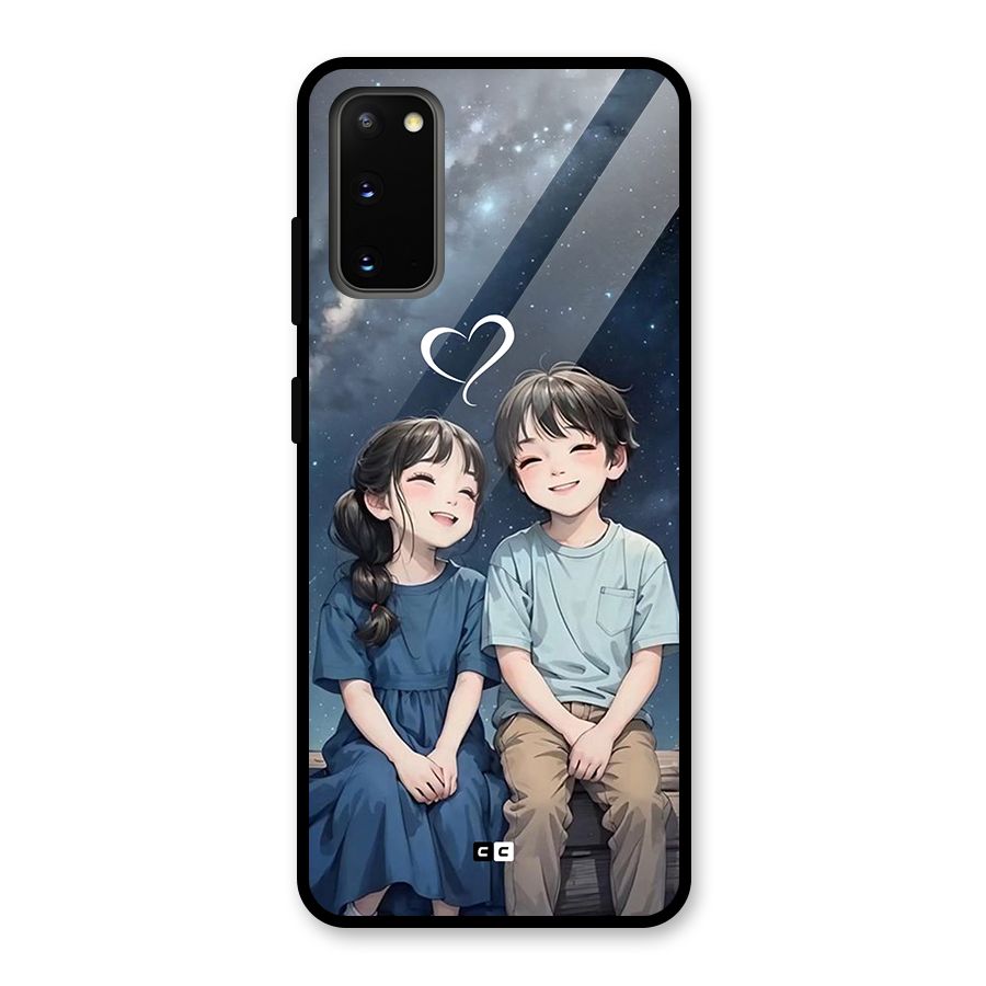 Cute Anime Teens Glass Back Case for Galaxy S20