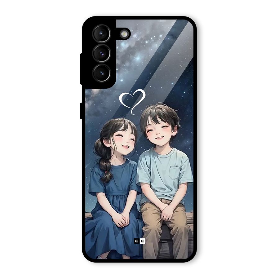 Cute Anime Teens Glass Back Case for Galaxy S21 Plus