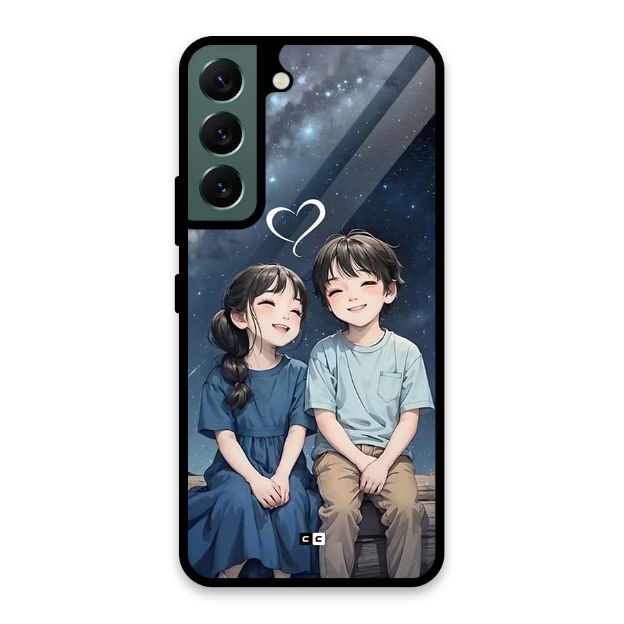 Cute Anime Teens Glass Back Case for Galaxy S22 5G