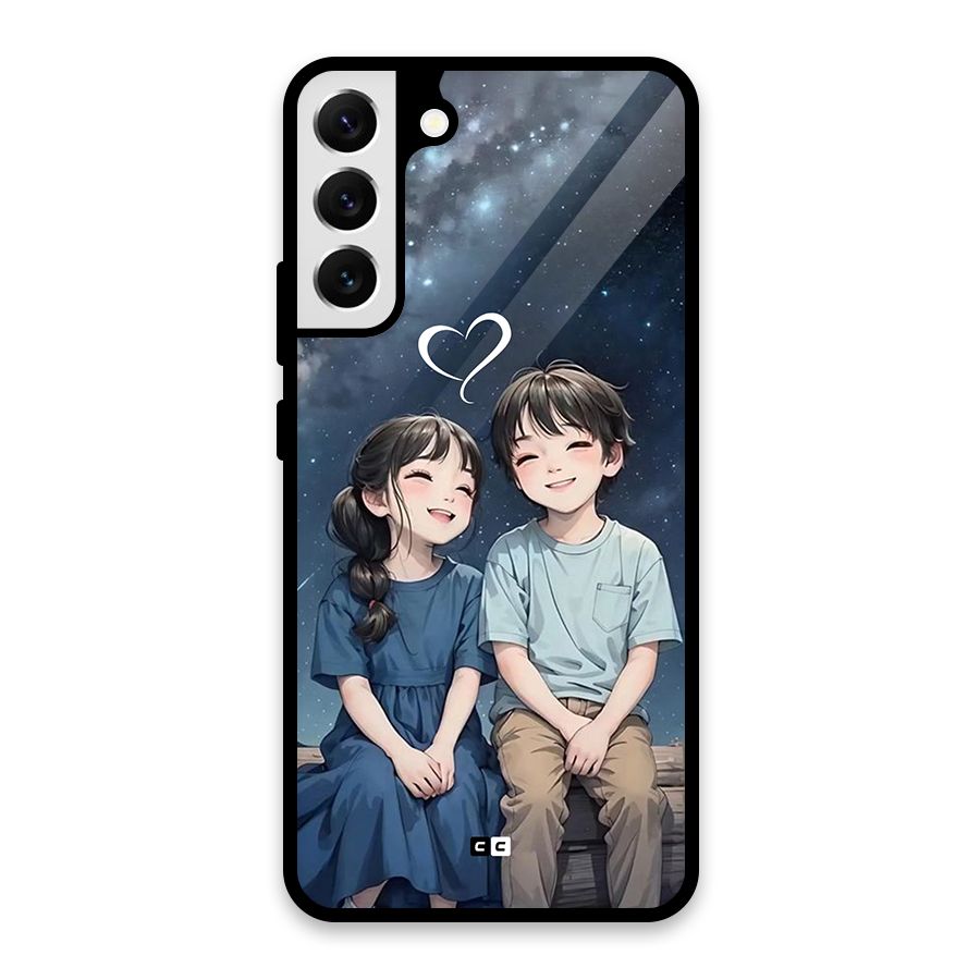 Cute Anime Teens Glass Back Case for Galaxy S22 Plus 5G