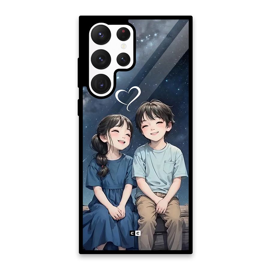 Cute Anime Teens Glass Back Case for Galaxy S22 Ultra 5G
