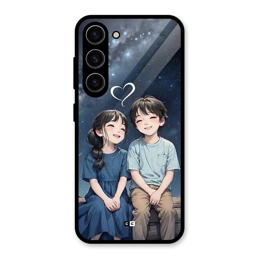 Cute Anime Teens Glass Back Case for Galaxy S23