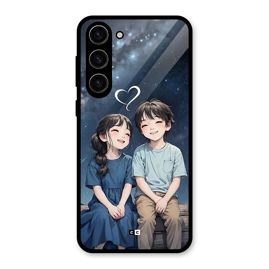 Cute Anime Teens Glass Back Case for Galaxy S23 Plus