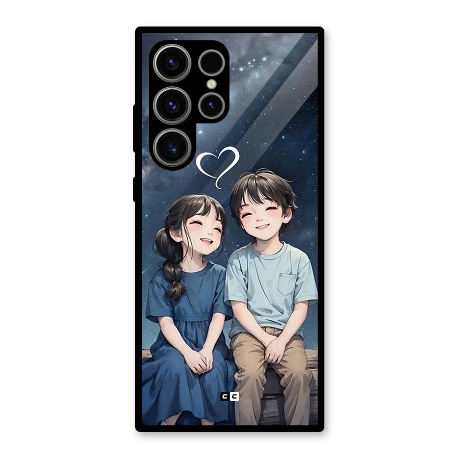 Cute Anime Teens Glass Back Case for Galaxy S23 Ultra