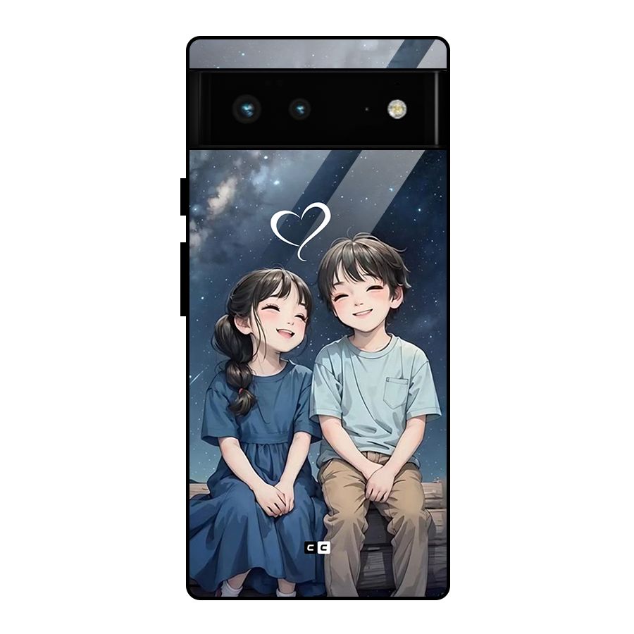 Cute Anime Teens Glass Back Case for Google Pixel 6
