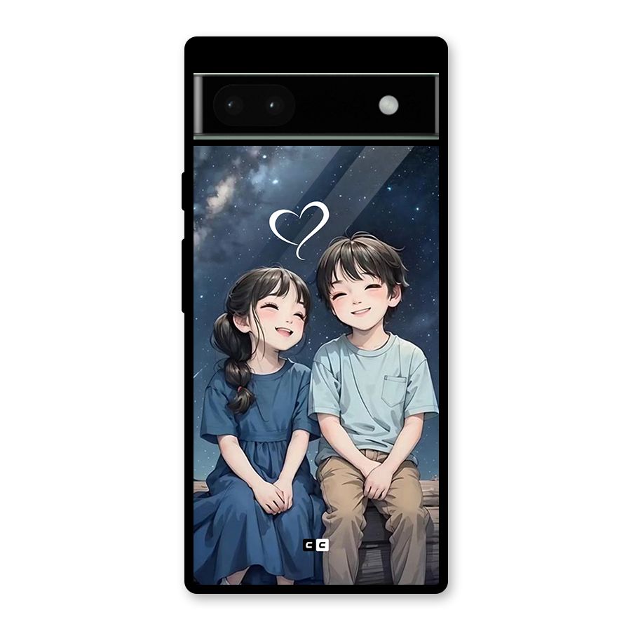 Cute Anime Teens Glass Back Case for Google Pixel 6a