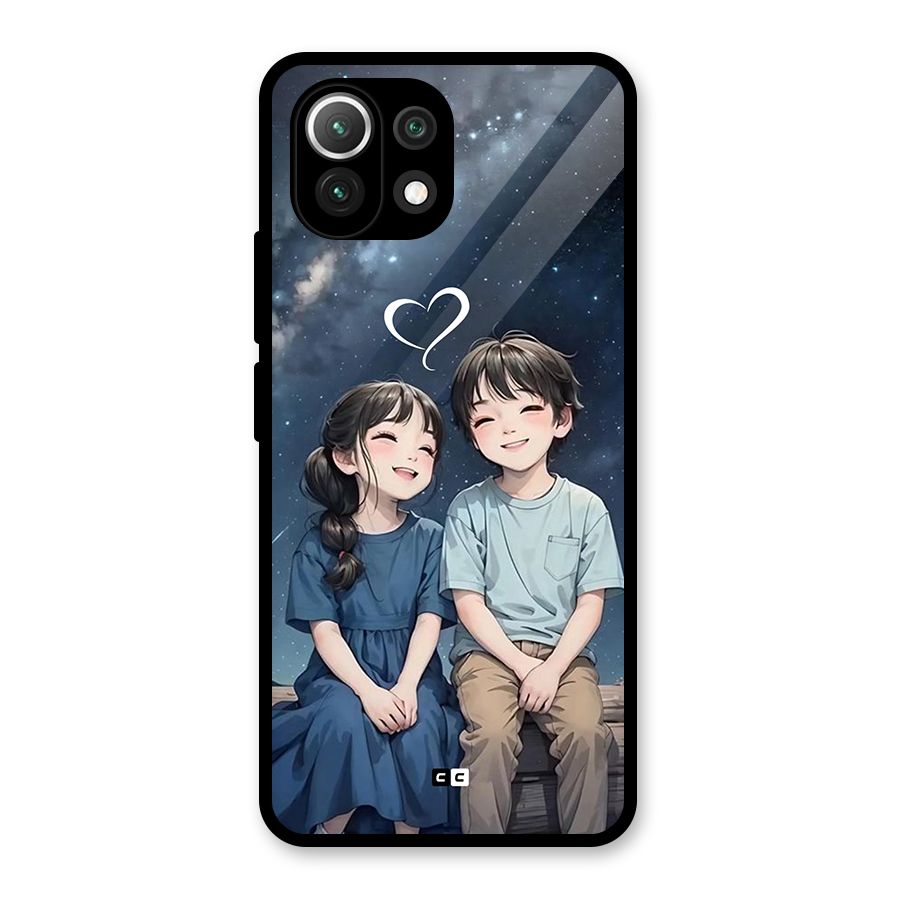 Cute Anime Teens Glass Back Case for Mi 11 Lite