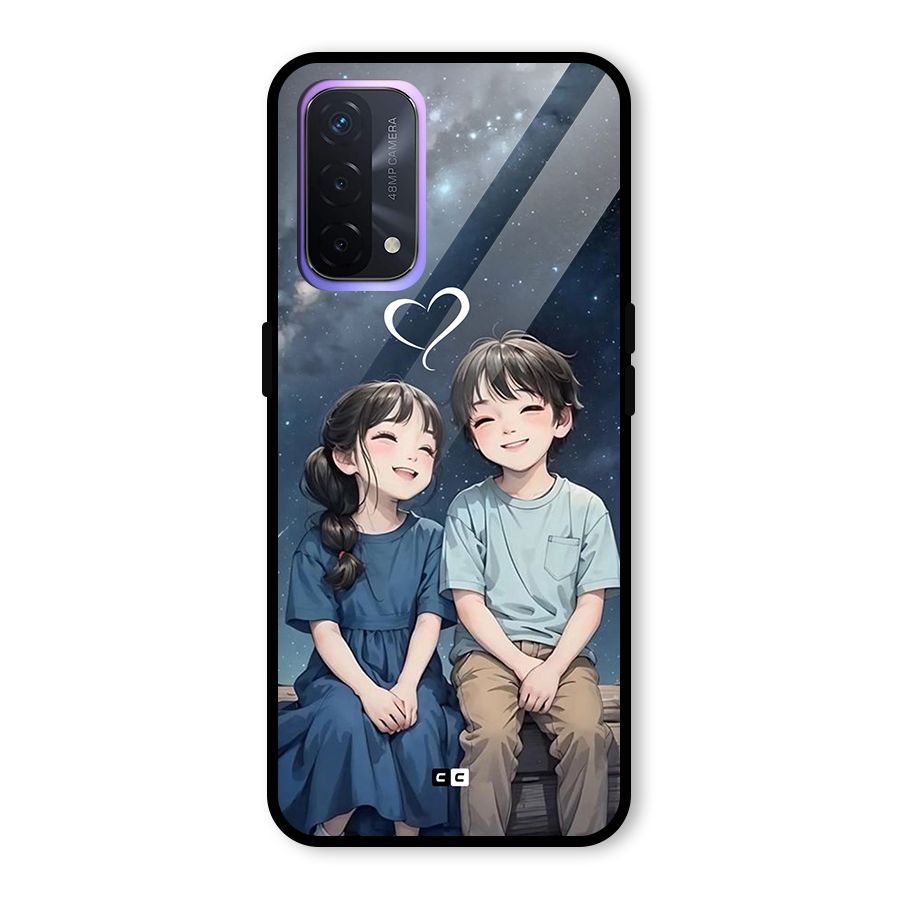 Cute Anime Teens Glass Back Case for Oppo A74 5G
