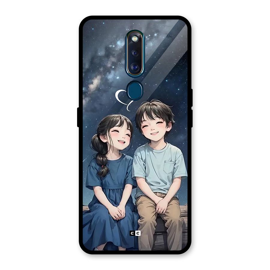 Cute Anime Teens Glass Back Case for Oppo F11 Pro