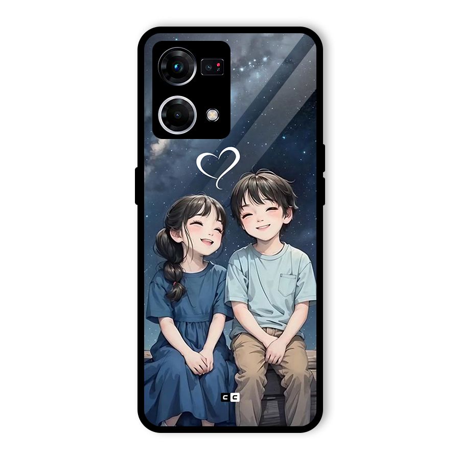 Cute Anime Teens Glass Back Case for Oppo F21s Pro 4G