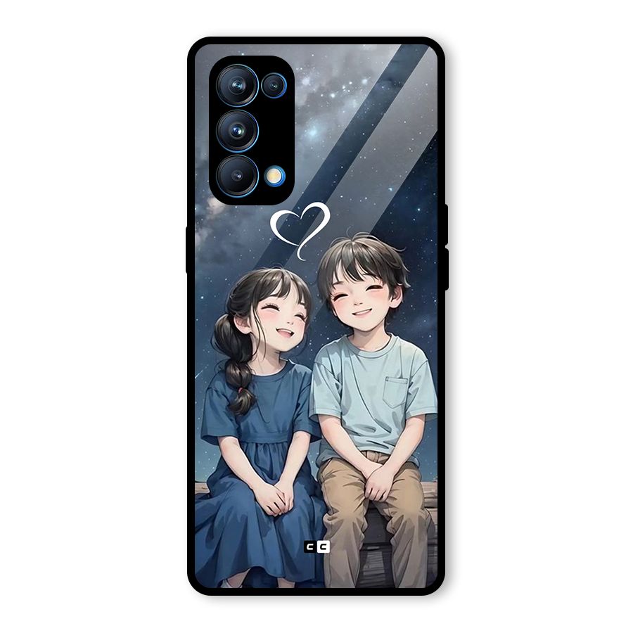 Cute Anime Teens Glass Back Case for Oppo Reno5 Pro 5G