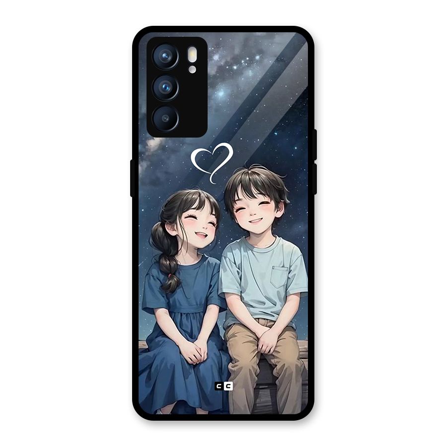 Cute Anime Teens Glass Back Case for Oppo Reno6 5G