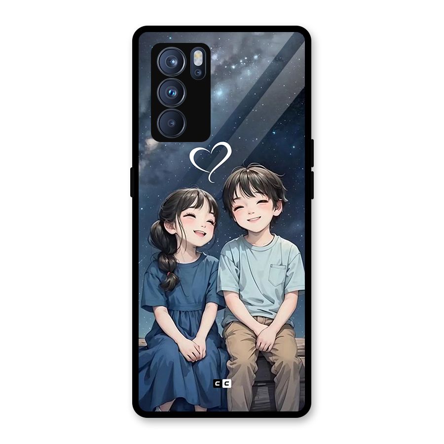 Cute Anime Teens Glass Back Case for Oppo Reno6 Pro 5G