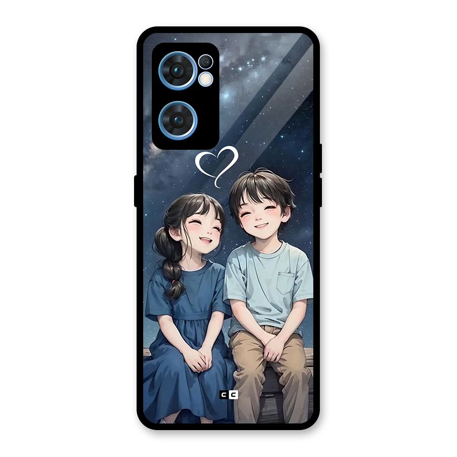 Cute Anime Teens Glass Back Case for Oppo Reno7 5G