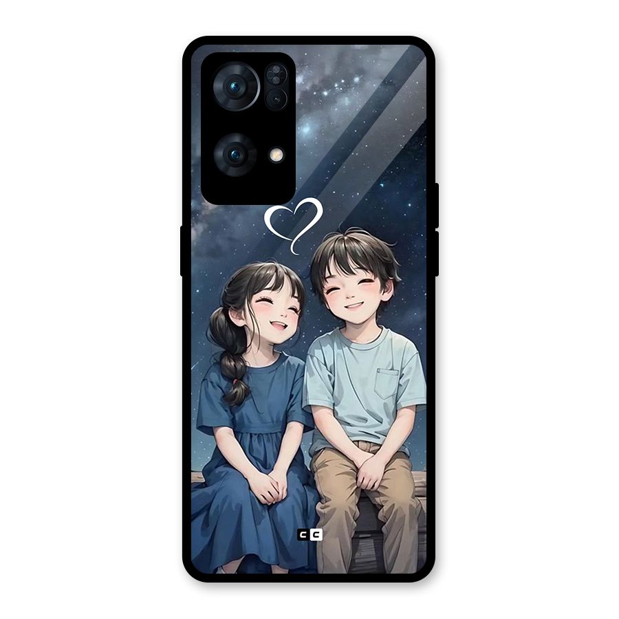 Cute Anime Teens Glass Back Case for Oppo Reno7 Pro 5G