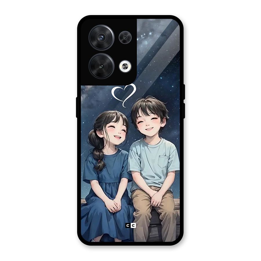 Cute Anime Teens Glass Back Case for Oppo Reno8 5G
