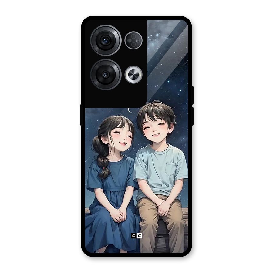 Cute Anime Teens Glass Back Case for Oppo Reno8 Pro 5G
