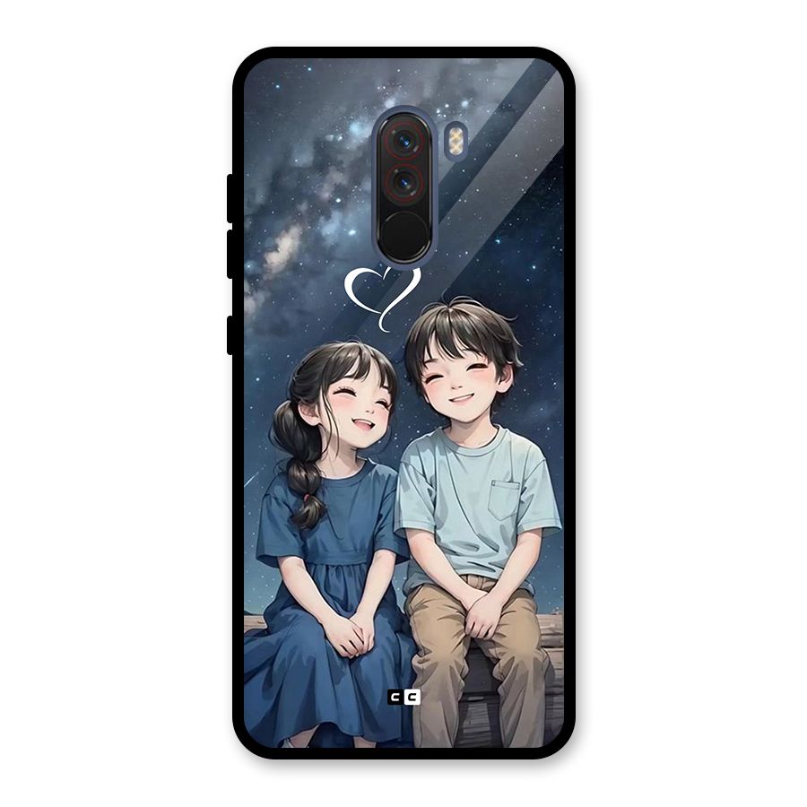 Cute Anime Teens Glass Back Case for Poco F1