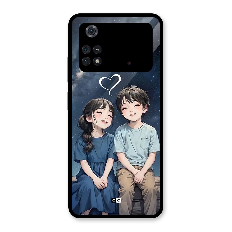 Cute Anime Teens Glass Back Case for Poco M4 Pro 4G