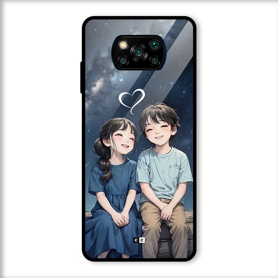 Cute Anime Teens Glass Back Case for Poco X3