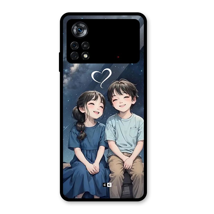 Cute Anime Teens Glass Back Case for Poco X4 Pro 5G