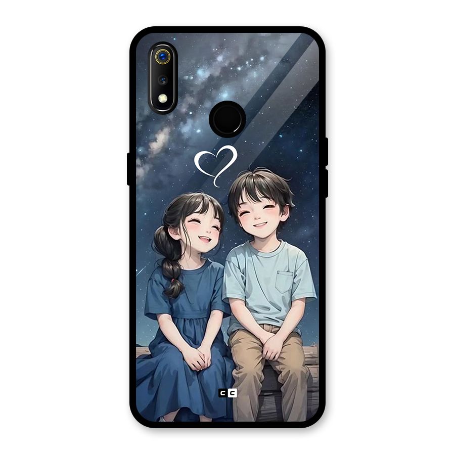 Cute Anime Teens Glass Back Case for Realme 3i
