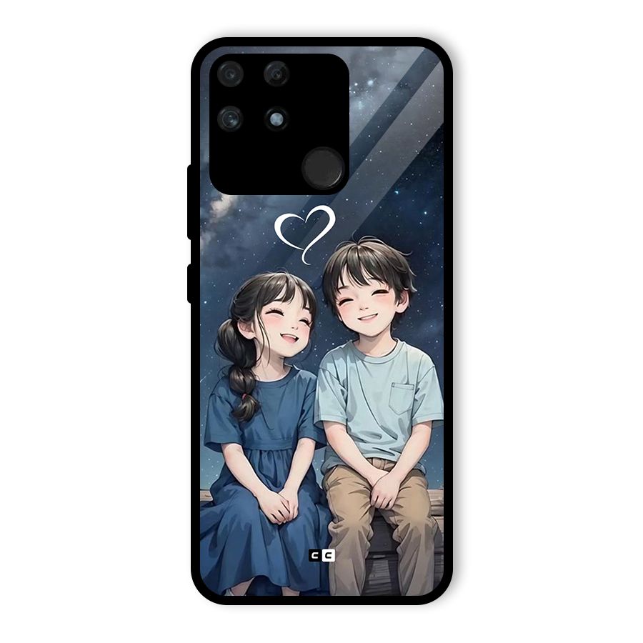 Cute Anime Teens Glass Back Case for Realme Narzo 50A